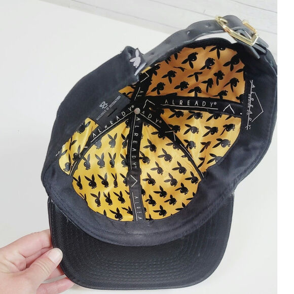 PLAYBOY FAUX LEATHER BILL BLACK ADJUSTABLE HAT - Picture 11 of 14